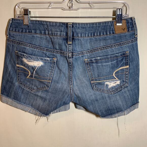 American Eagle Medium Wash Distressed Denim Shorts - Picture 2 of 4
